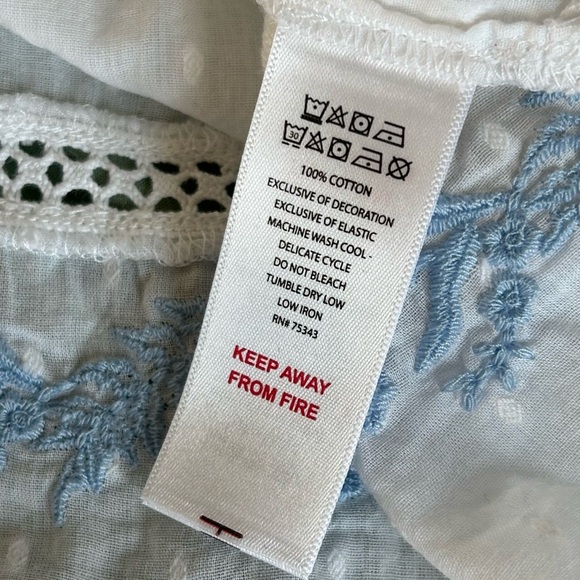 🩷RACHEL ASHWELL THE PRARIE WHITE BLUE CASUAL MIDI MINI SUMMER DRESS SIZE SMALL - Picture 10 of 10